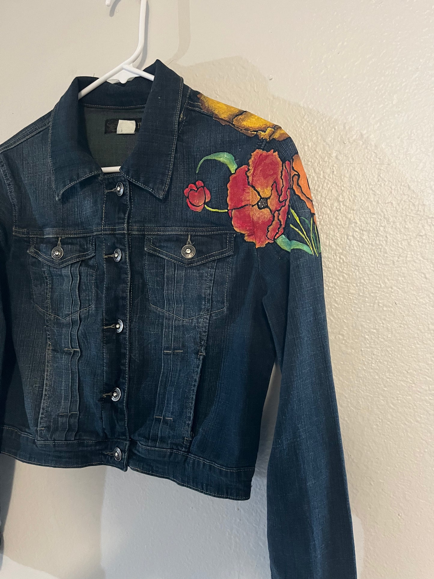 Hand-Painted Floral Denim Jacket