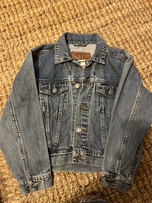 Hand-Painted Cosmic Meditation Denim Jacket