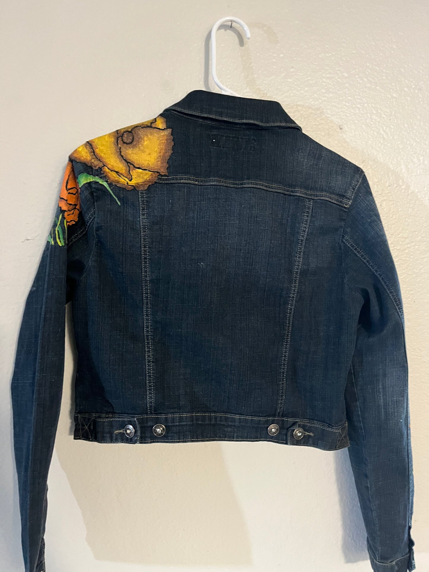 Hand-Painted Floral Denim Jacket