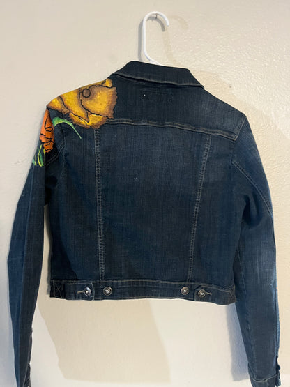 Hand-Painted Floral Denim Jacket