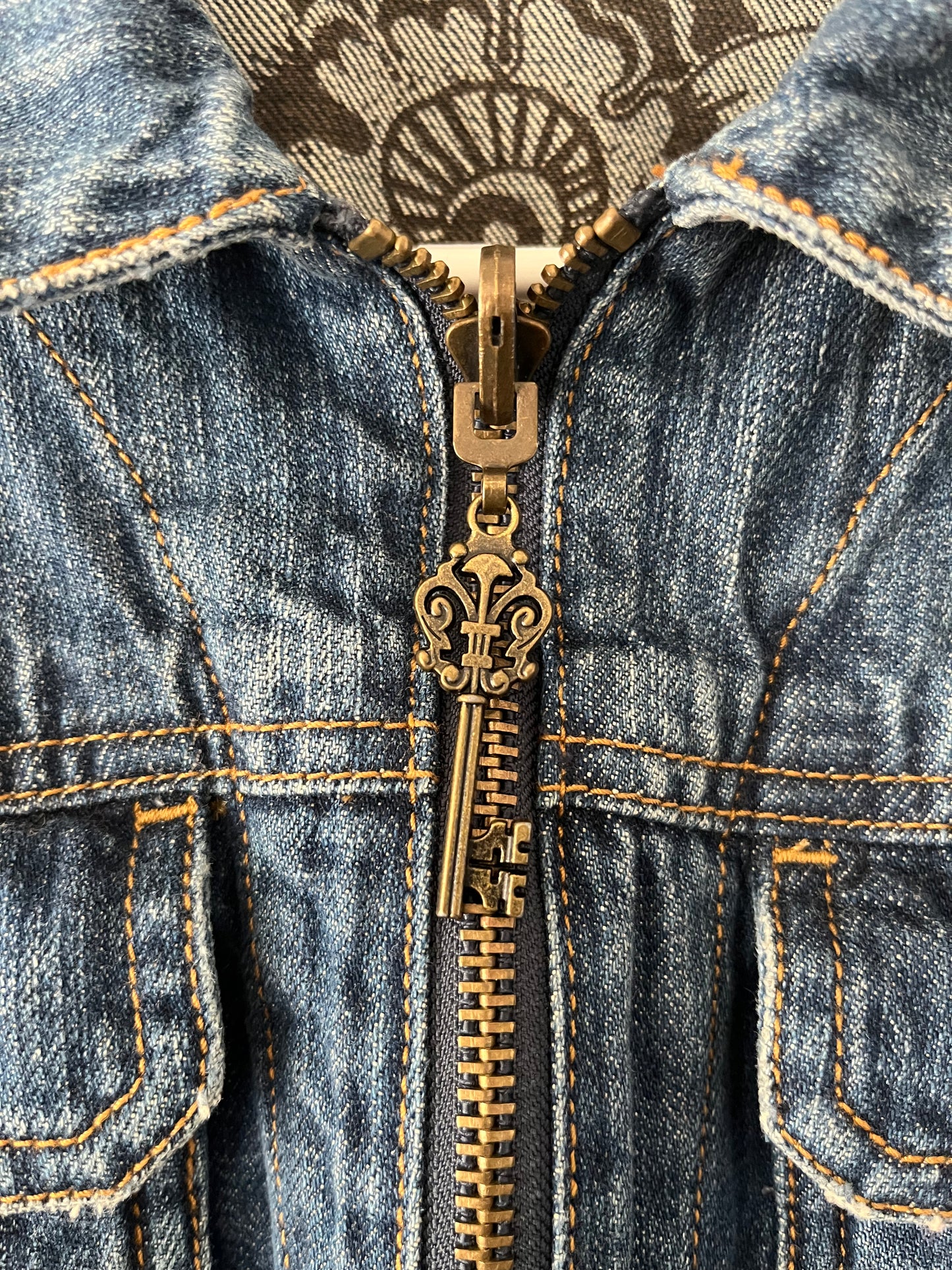 Hand-Painted Denim Jacket – Cherry Blossom Psalm 23:4 Design