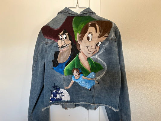 Hand-Painted Peter Pan Denim Jacket